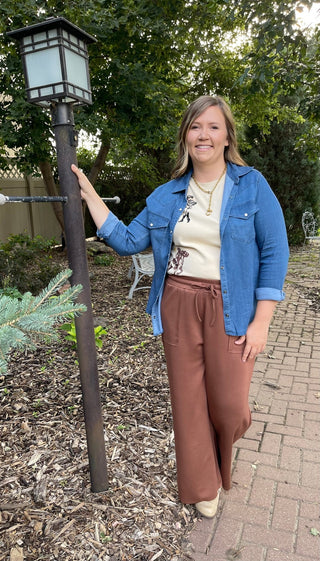 Scuba Brown Wide Leg Pants - Shop Hidden Treasure Boutique