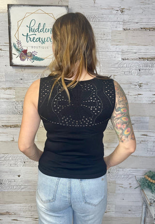 Seamless Cut - Out Layering Tank - Black - Shop Hidden Treasure Boutique