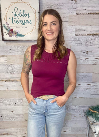 Seamless Cut - Out Tank - Berry - Shop Hidden Treasure Boutique