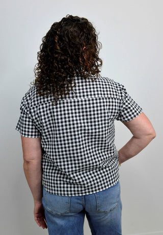 Short Sleeve Black Gingham Top - Shop Hidden Treasure Boutique
