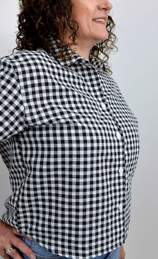 Short Sleeve Black Gingham Top - Shop Hidden Treasure Boutique