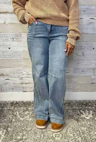 Side Seam Petite Wide Leg Jeans - Shop Hidden Treasure Boutique