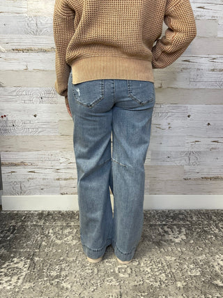 Side Seam Petite Wide Leg Jeans - Shop Hidden Treasure Boutique