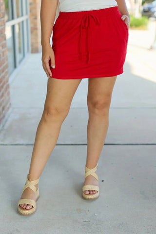 Sienna Skort - Red - Shop Hidden Treasure Boutique
