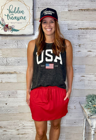 Sienna Skort - Red - Shop Hidden Treasure Boutique