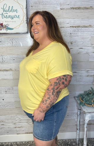Sierra Pocket Tee - Banana - Shop Hidden Treasure Boutique