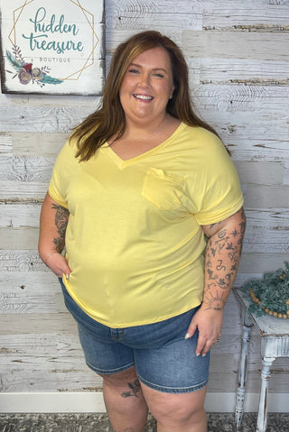 Sierra Pocket Tee - Banana - Shop Hidden Treasure Boutique