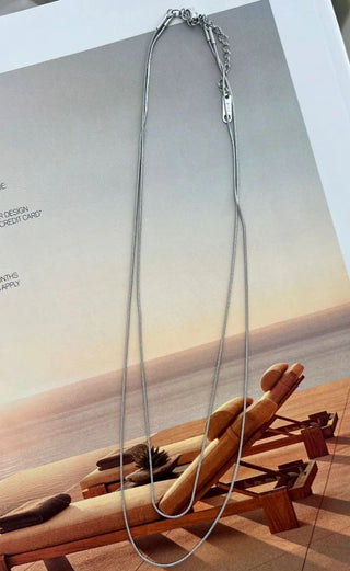 silver double layered snake chain