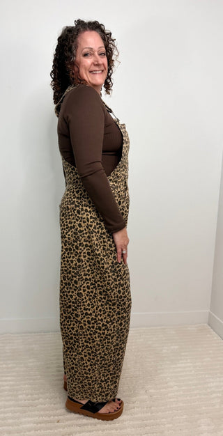 Slouchy Leopard Overalls - Shop Hidden Treasure Boutique