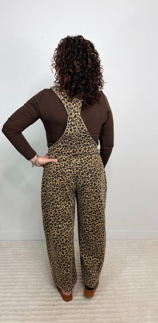 Slouchy Leopard Overalls - Shop Hidden Treasure Boutique