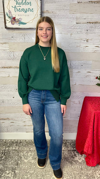Slouchy Sweater - Emerald - Shop Hidden Treasure Boutique