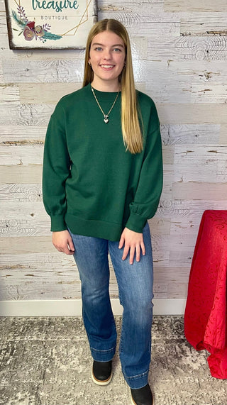Slouchy Sweater - Emerald - Shop Hidden Treasure Boutique