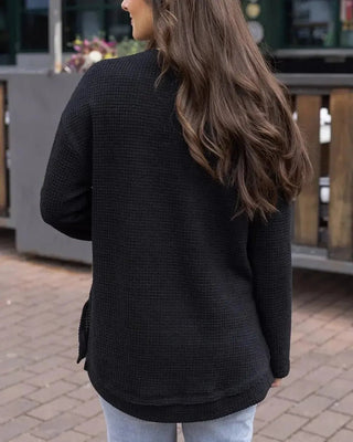 Slouchy Waffle Pullover - Shop Hidden Treasure Boutique