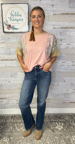 Slub Knit Color Block Top - Shop Hidden Treasure Boutique