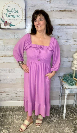 Smocked Ruffled Maxi Dress - Shop Hidden Treasure Boutique