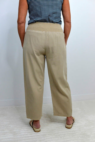 Smocked Wide Leg Khaki Pants - Shop Hidden Treasure Boutique