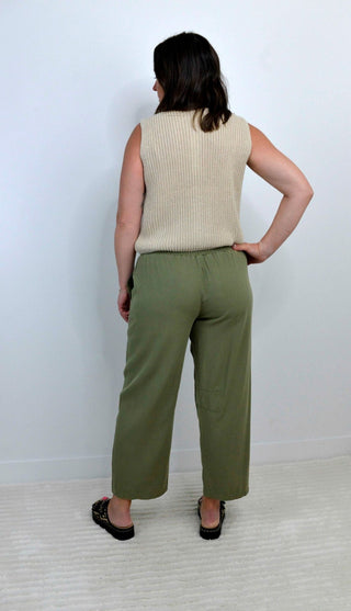 Smocked Wide Leg Olive Pants - Shop Hidden Treasure Boutique