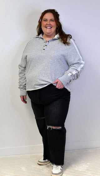 Snap Button Sweatshirt - Shop Hidden Treasure Boutique