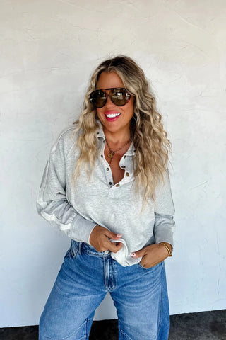 Snap Button Sweatshirt - Shop Hidden Treasure Boutique
