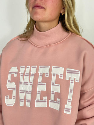 So Sweet Mock Neck Sweatshirt - Shop Hidden Treasure Boutique