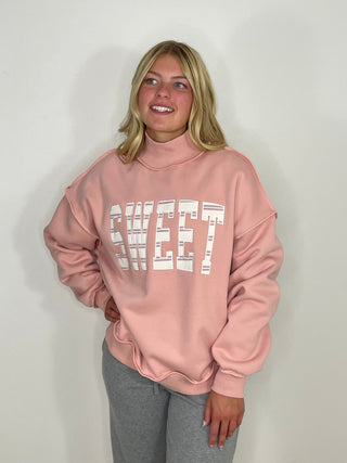 So Sweet Mock Neck Sweatshirt - Shop Hidden Treasure Boutique