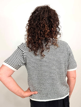 Soft Short Sleeve Stripe Cardigan - Shop Hidden Treasure Boutique