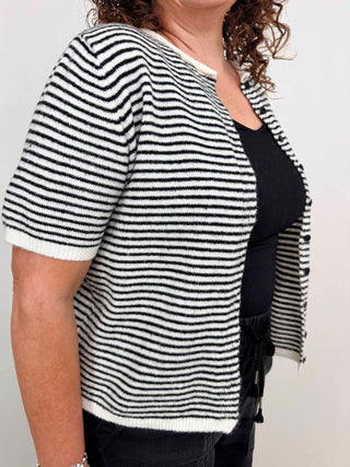 Soft Short Sleeve Stripe Cardigan - Shop Hidden Treasure Boutique