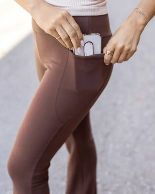 Soft - Stretch Flare Leggings - Dark Brown - Shop Hidden Treasure Boutique