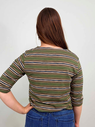 Split Neck 3/4 Sleeve Top - Shop Hidden Treasure Boutique