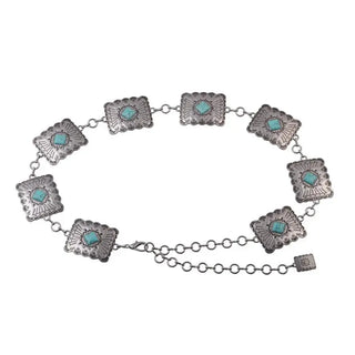 Square Silver Concho Chain Belt - Shop Hidden Treasure Boutique