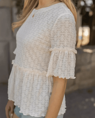 Stretch Lace Peplum Top - Shop Hidden Treasure Boutique