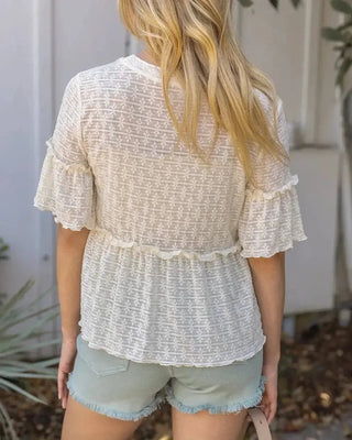 Stretch Lace Peplum Top - Shop Hidden Treasure Boutique