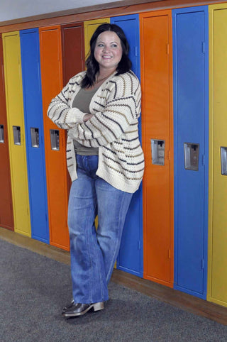 Striped Fall Cardigan - Shop Hidden Treasure Boutique