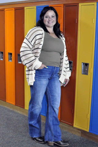 Striped Fall Cardigan - Shop Hidden Treasure Boutique