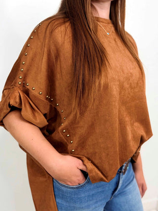 Studded High Low Oversized Tee - Shop Hidden Treasure Boutique