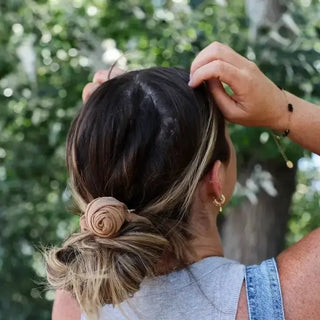 Suede Rosette Scrunchie - Shop Hidden Treasure Boutique