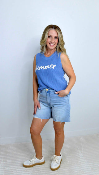 Summer Graphic Sweater Tank - Shop Hidden Treasure Boutique