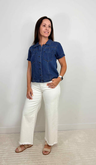 Sutton Denim Top - Shop Hidden Treasure Boutique