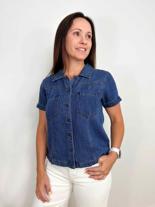 Sutton Denim Top - Shop Hidden Treasure Boutique