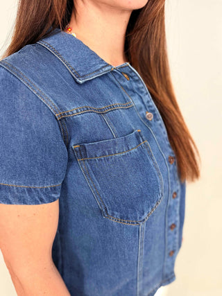 Sutton Denim Top - Shop Hidden Treasure Boutique