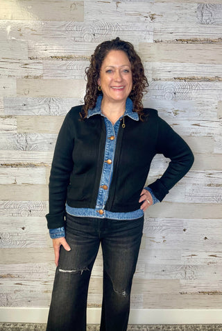 Sweater Denim Jacket - Shop Hidden Treasure Boutique