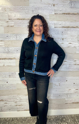 Sweater Denim Jacket - Shop Hidden Treasure Boutique