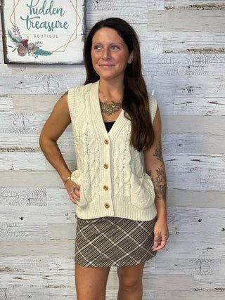 Swift Ivory Cardigan Vest - Shop Hidden Treasure Boutique
