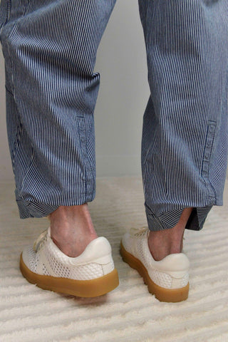 Relaxed Navy Stripe Barrel Jean