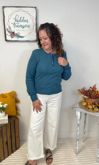 Tana Thermal Top - Mallard Blue - Shop Hidden Treasure Boutique