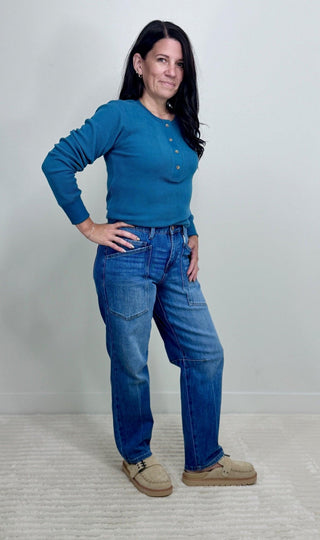 Tana Thermal Top - Mallard Blue - Shop Hidden Treasure Boutique