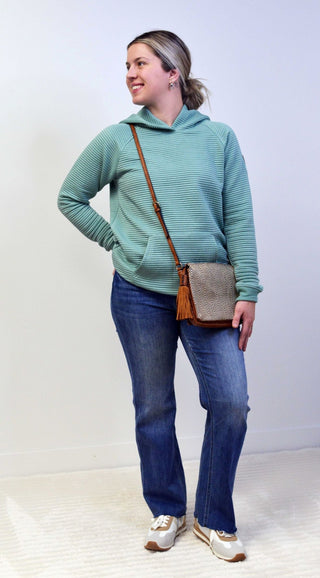 Tatum Textured Hoodie - Sea Green - Shop Hidden Treasure Boutique