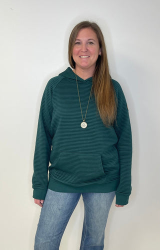 Tatum Textured Pullover - Hunter Green - Shop Hidden Treasure Boutique