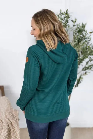 Tatum Textured Pullover - Hunter Green - Shop Hidden Treasure Boutique