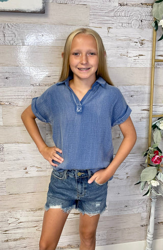 Textured Collar Dolman Top - Shop Hidden Treasure Boutique